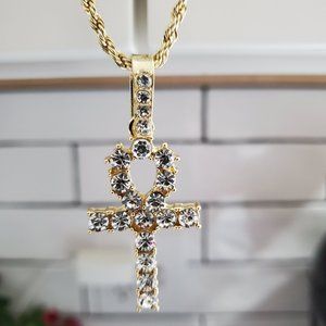 Gold Crate jewelry 14k gold plated Necklace Cross  Pendant